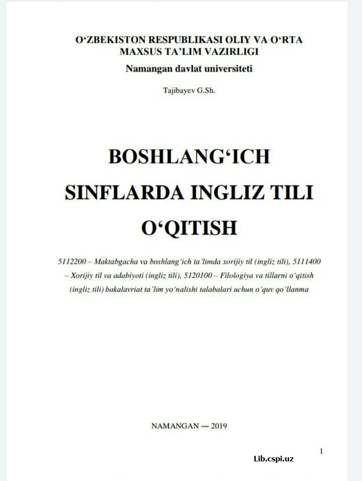 Boshlang'ich sinflarda ingliz tili o'qitish.