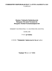 Diskret matematika va matematik mantiq   asoslari