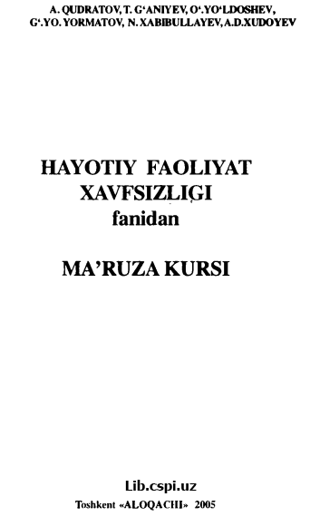 Xayot faoliyati xavfsizligi