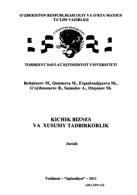 Kichik beznesva xususiy tadbirkorlik.