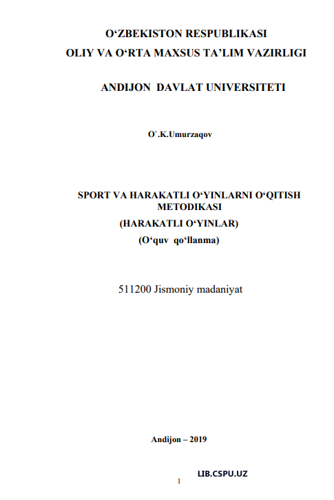 Sport va harakatli o'yinlarni metodikasi