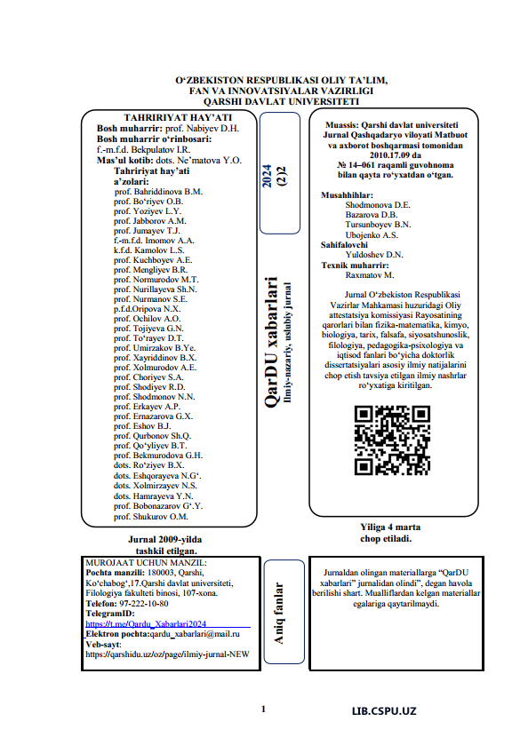 Geksin-1 va ba'zi geteroatmli ketonlar asosida atsetilen spirtlari sintezi