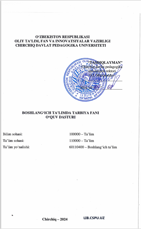 BOSHLANG4CH TA’LIMDA TARBIYA FANI