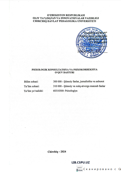 PSIXOLOGIK KONSULTATSIYA VA PSIXOKORREKSIYA