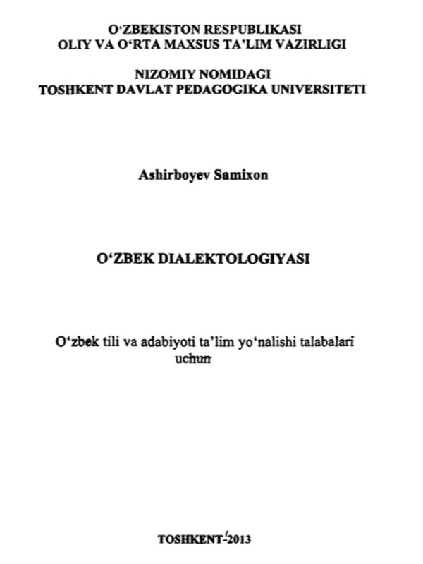 O'zbek dialektologiyasi