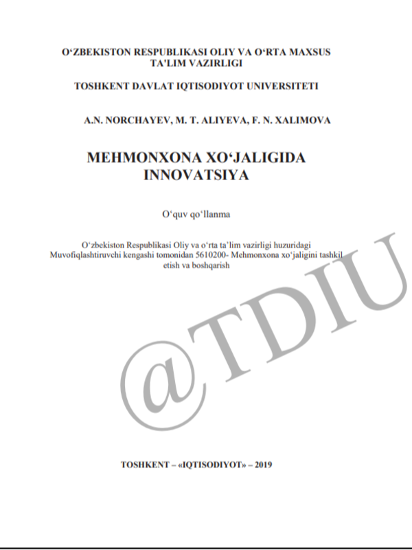 Mehmonxona xo'jaligida innovatsiya