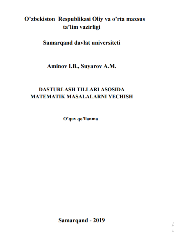 Dasturlash tillari asosida matematika masalalarni yechish