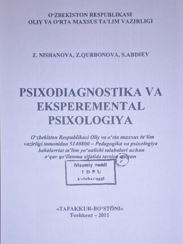 Psixodiagnostika va eksperem ental psixologiya