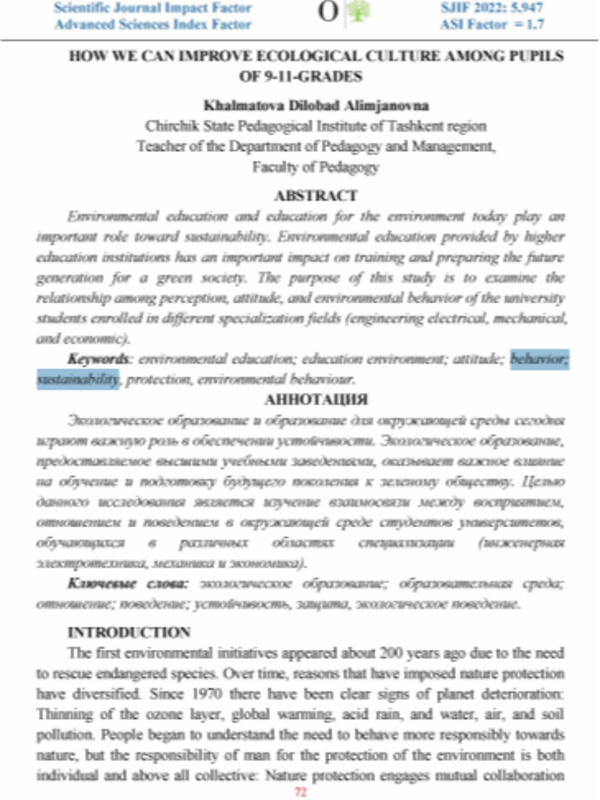 How we can improve ecological culture among pupils