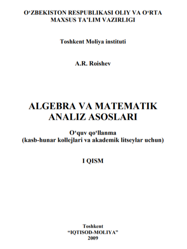 Algebra va matematik analiz asoslari 1-qism