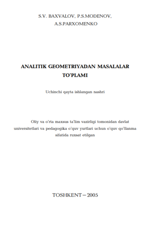 Analitik geometriyadan masalalar to'plami