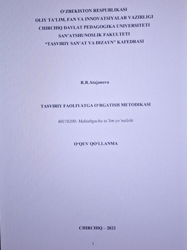 Tasviriy faoliyatga o'rgatish metodkasi