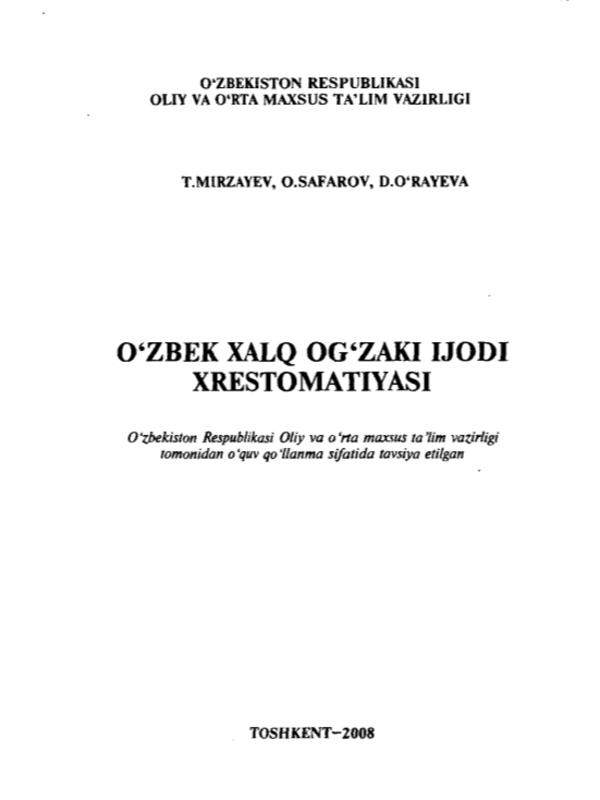 O'zbek xalq og'zaki ijodi