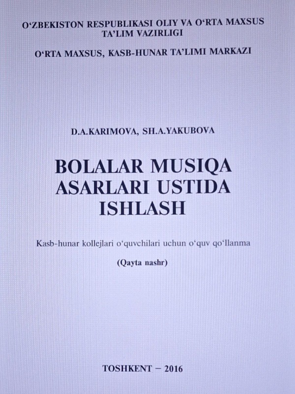 Bolalar musiqa asarlari ustida ishlash