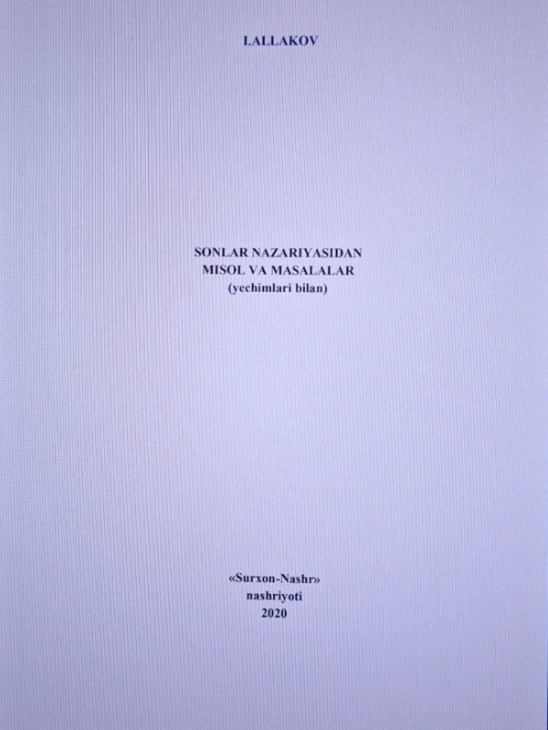 Sonlar nazariyasidan misol va masalalar