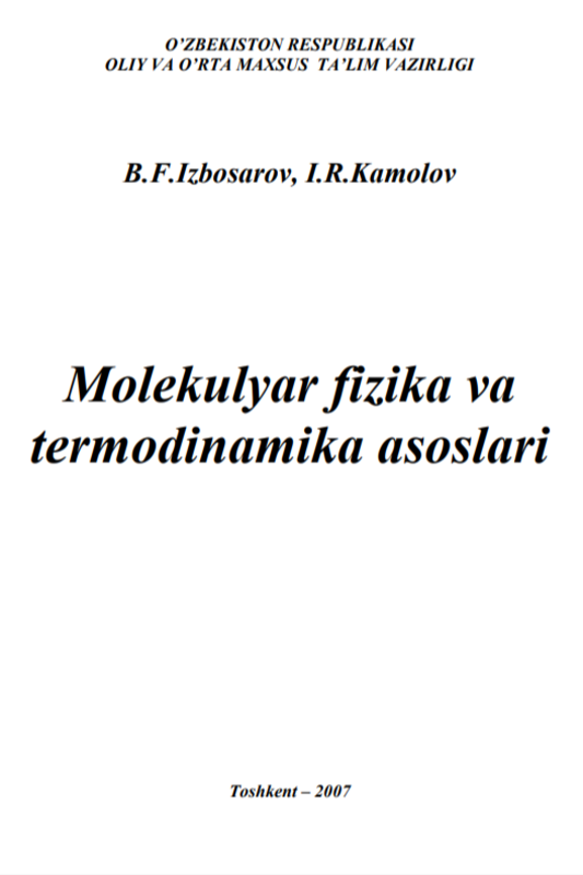 Molekulyar fizika va termodinamika asoslari