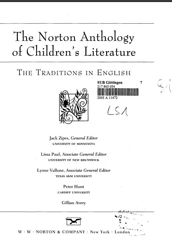 The Norton Anthology or Children's Literature