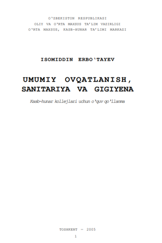 Umumy  ovqatlanish ,sanitariya  va gigiena