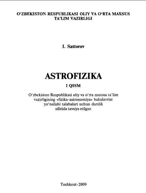 Astrofizika (1-qism)