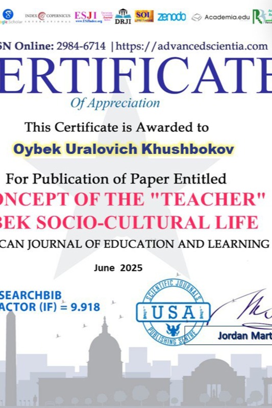 The Concept of the Teacher in uzbek socio-cultural life