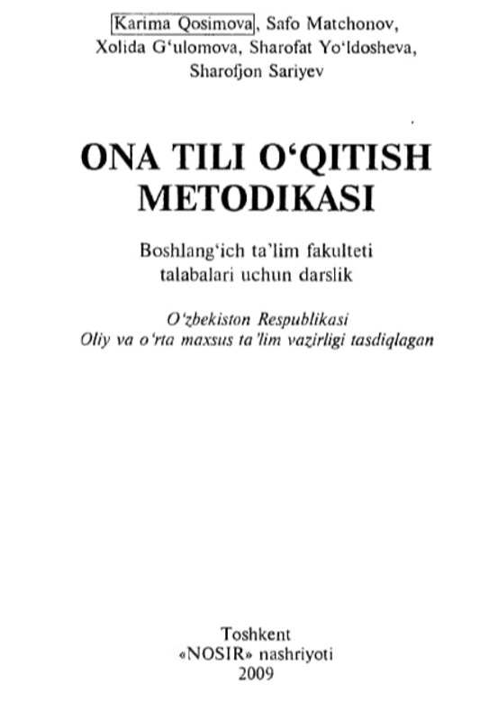 Ona tili o'qitish metodikasi