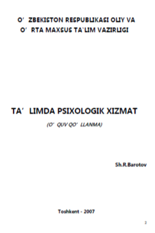 TA’LIMDA PSIXOLOGIK XIZMAT