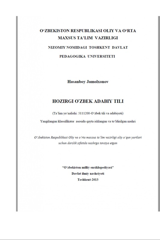 HOZIRGI O’ZBEK ADABIY TILI