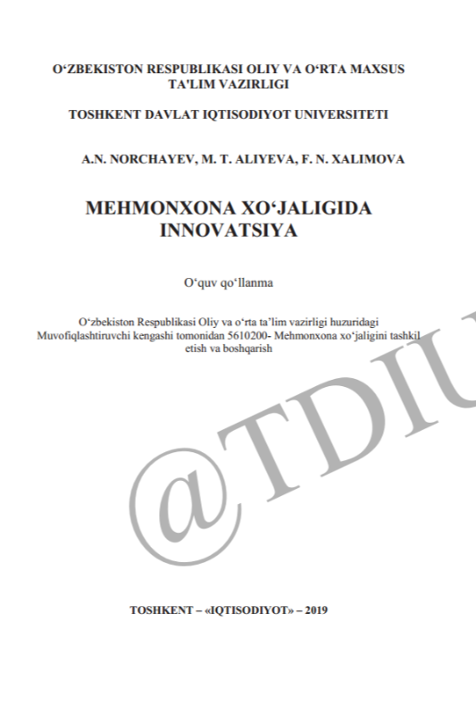 Mehmonxona xo'jaligida innovatsiya