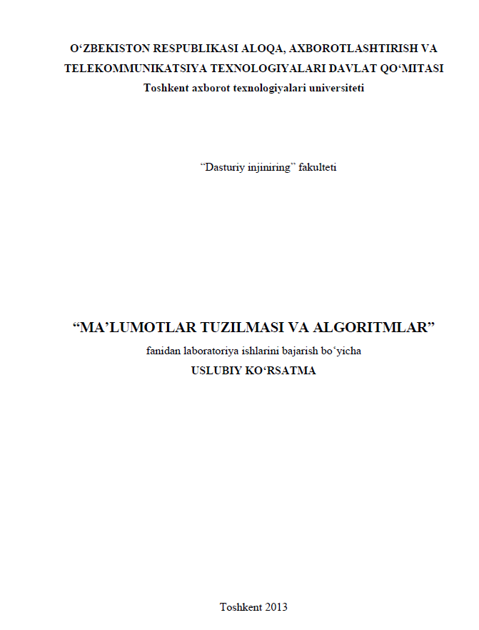 Ma'lumotlar tuzilmasi va algoritmlar