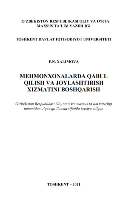 Mehmonxonalarda qabul qilish va joylashtirish xizmatini boshqarish