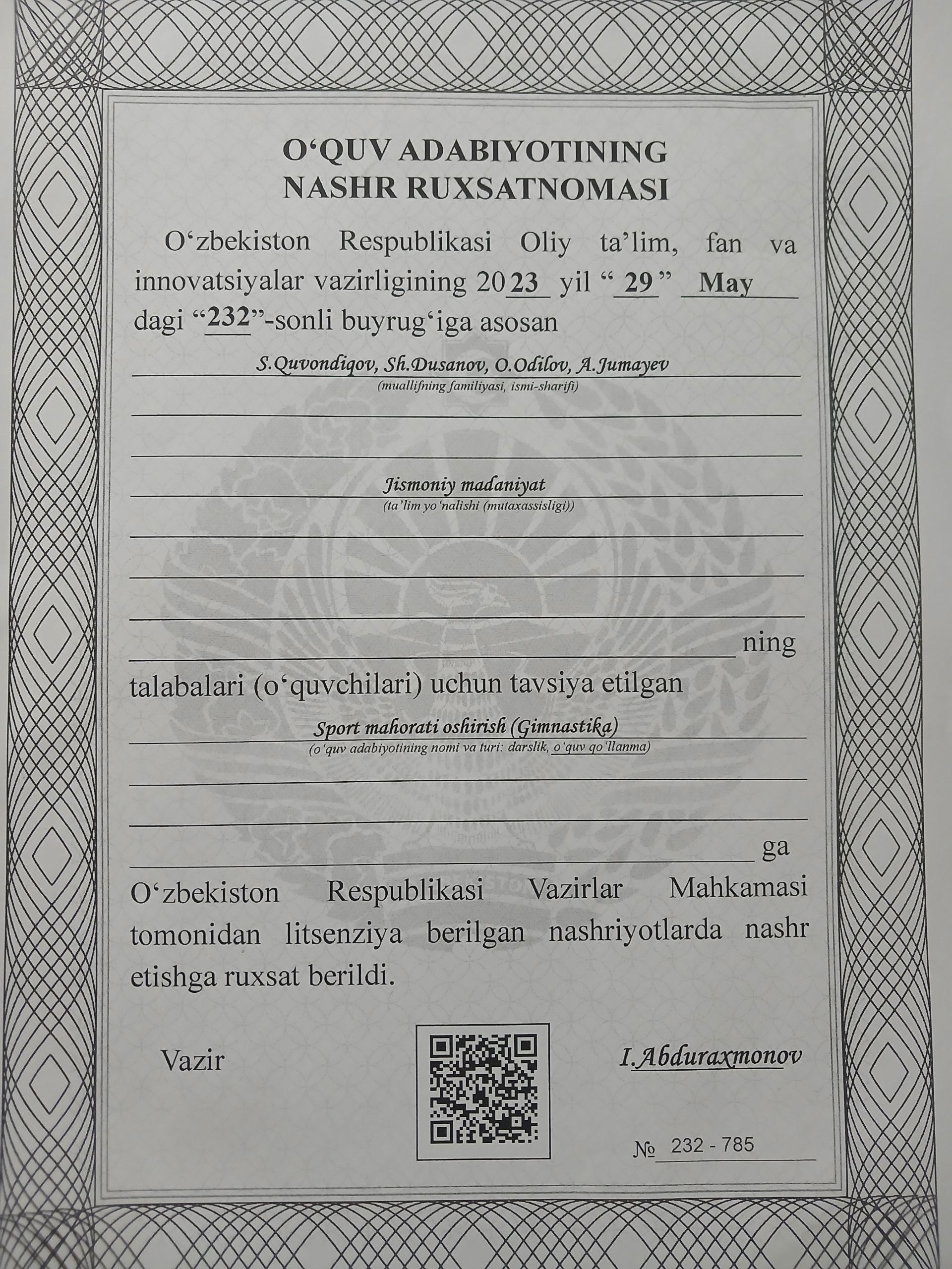 Sport  mahoratini oshirish (Gimnastika)