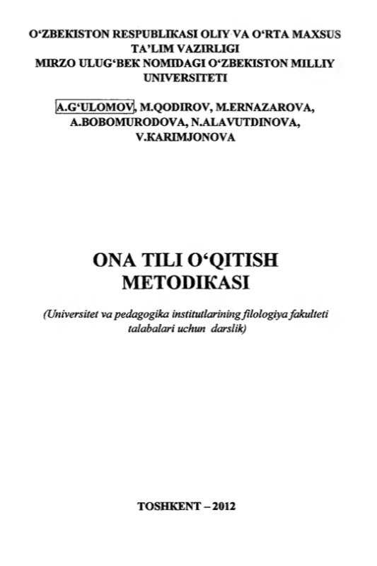 Ona tili o'qitish metodikasi