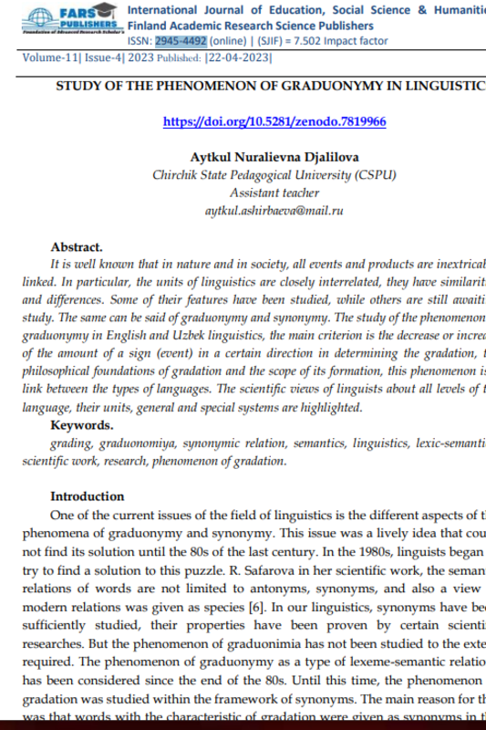 Study the phenomenon of graduonymy in linguistics
