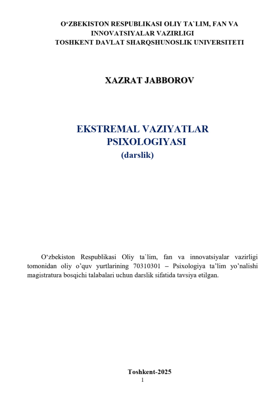 EKSTREMAL VAZIYATLAR PSIXOLOGIYASI