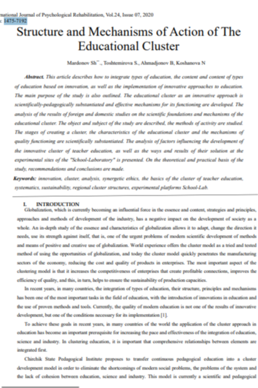 Structure and Mechanisms of Action of The Educational Cluster