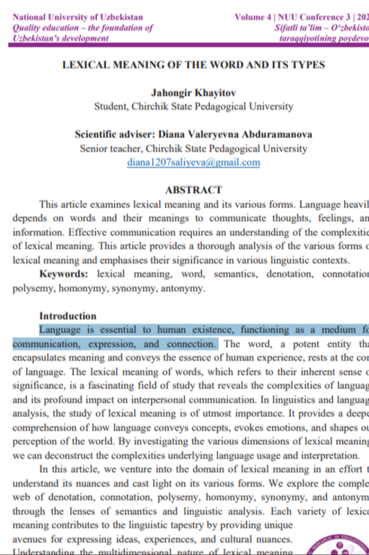 Lexical meaning of the word and its types