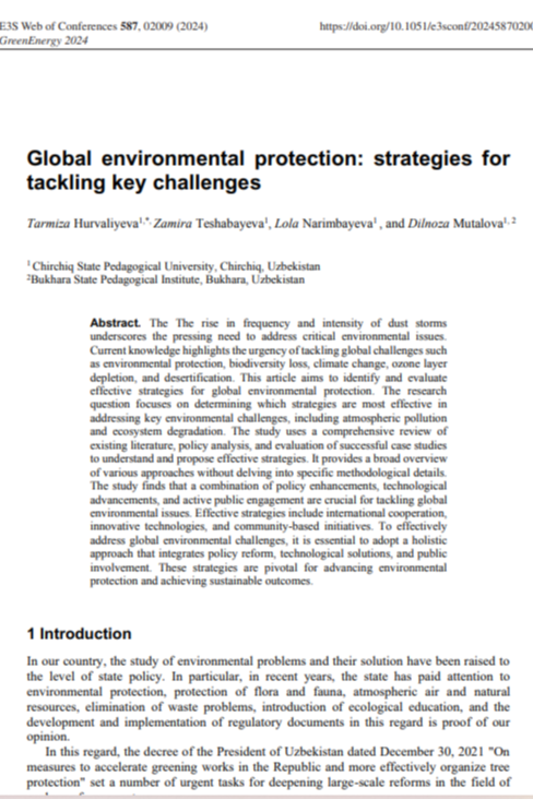 Global environmental protection: strategies for tackling key challenges