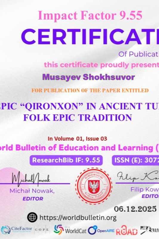 Qadimgi turkiy xalq dostonchiligida "Qironxon" dostoni