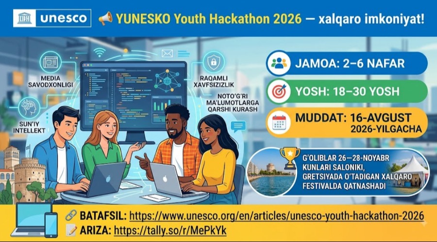YUNESKO YOUTH HACKATHON 2026 — XALQARO IMKONIYAT!