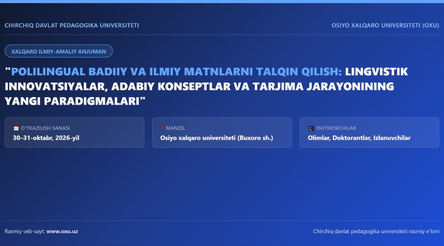 Polilingual badiiy va ilmiy matnlarni talqin qilish