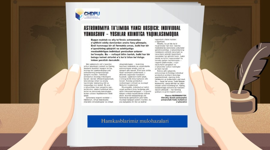 Astronomiya ta’limida yangi bosqich: individual yondashuv — yoshlar koinotga yaqinlashmoqda