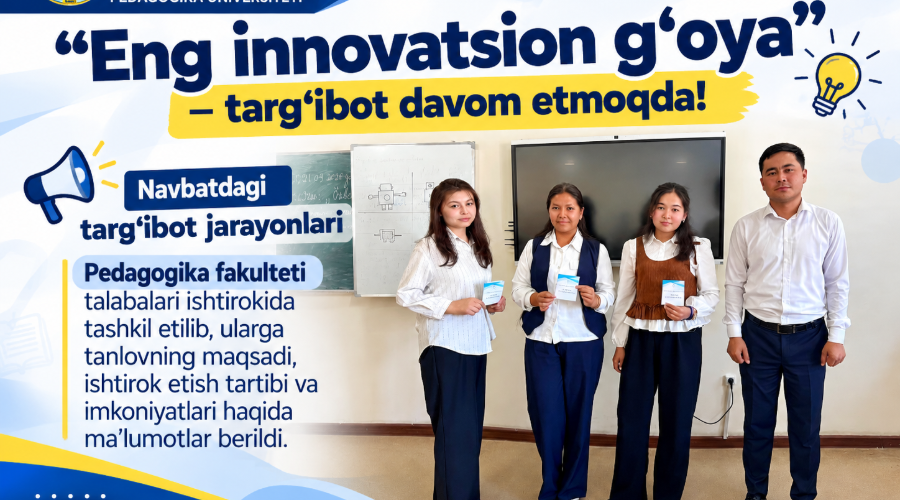 YOSHLAR AKADEMIYASI LIDERI PEDAGOGIKA FAKULTETIDA TARG'IBOT O'TKAZDI.