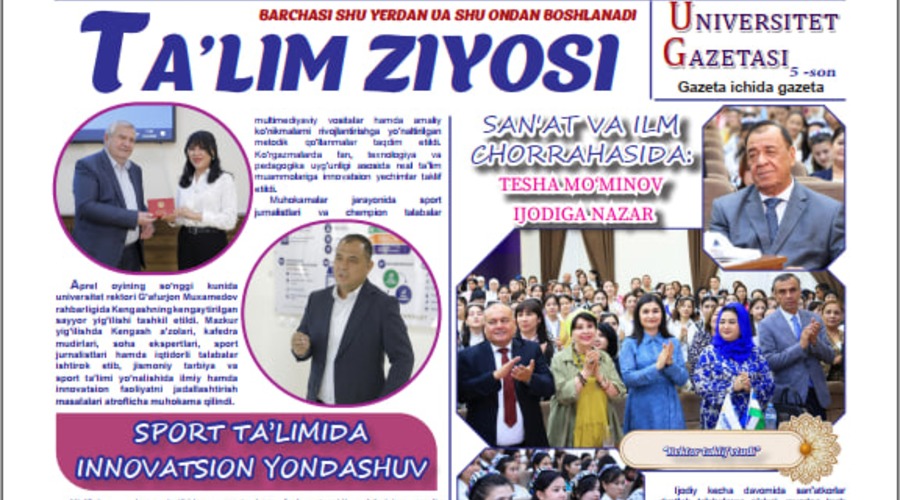 Ta’lim ziyosi” gazetasining navbatdagi soni nashrdan chiqdi