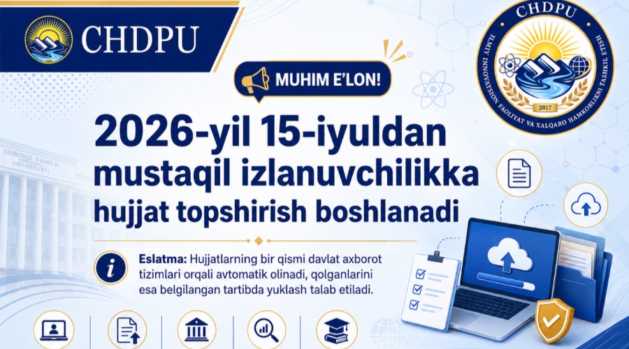 MUSTAQIL IZLANUVCHILIKKA HUJJAT TOPSHIRISH BOSHLANADI.