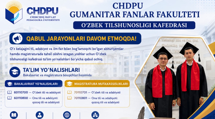 QABUL JARAYONLARI DAVOM ETMOQDA!