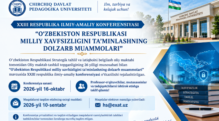 “O‘zbekiston Respublikasi milliy xavfsizligini ta’minlashning dolzarb muammolari”
