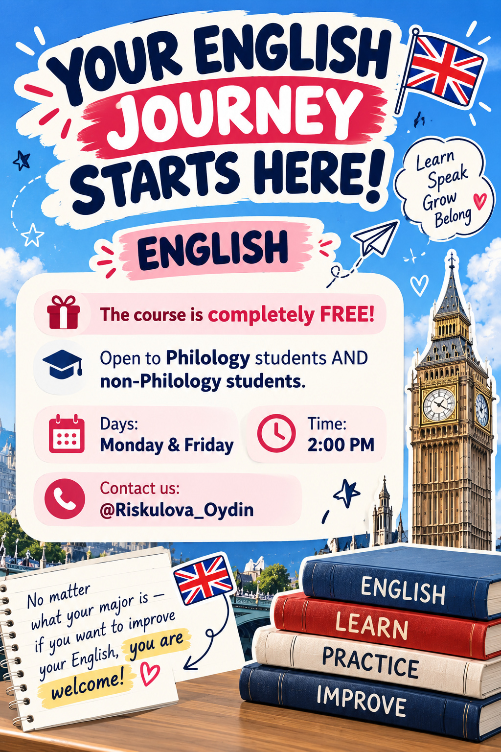 YOUR ENGLISH JOURNEY STARTS HERE!