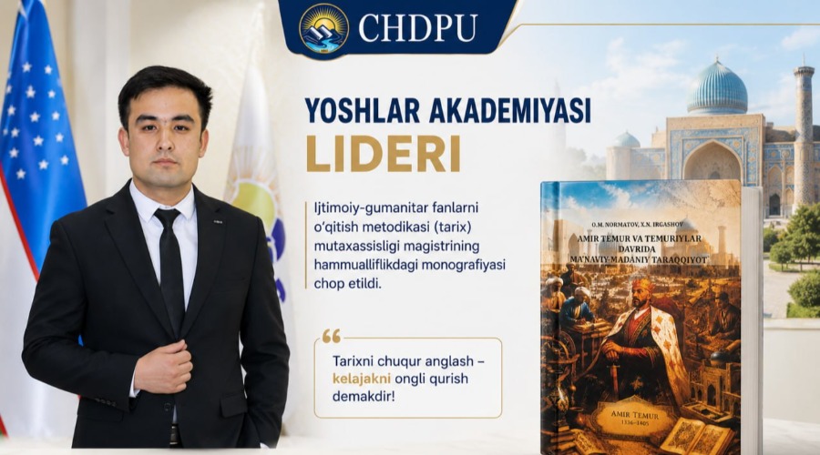 YOSH TADQIQODCHINING ILMIY MUVAFFAQIYATI: YANGI MONOGRAFIYA NASHRDAN CHIQDI.