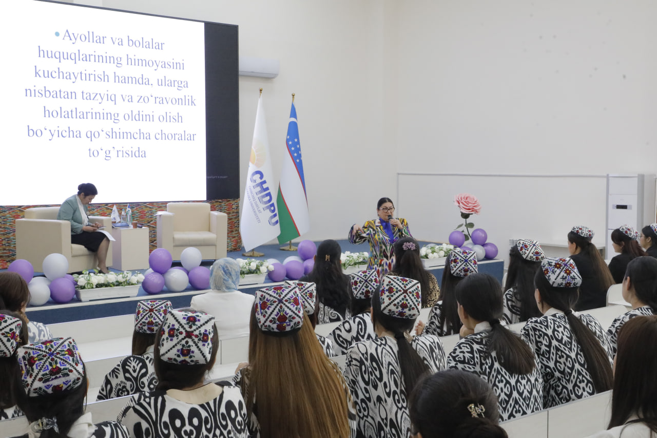 CHDPU xotin-qizlarning huquqiy bilimlarini oshirishga bag‘ishlangan davra suhbati o‘tkazildi Gallery Image