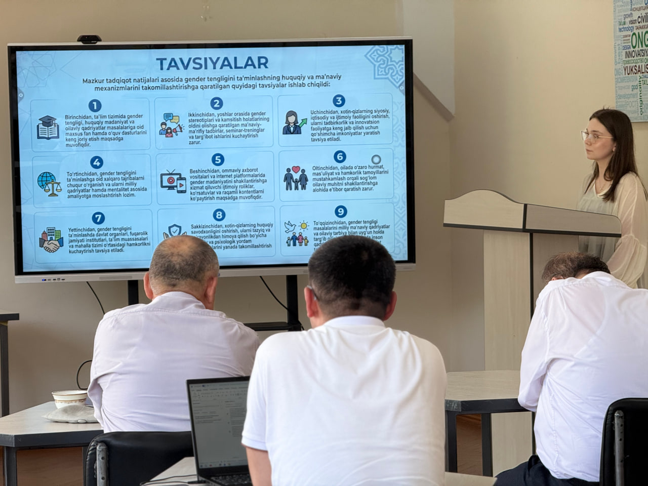 Gumanitar fanlar fakultetida bitiruv malakaviy ishlar himoyasi bo‘lib o‘tdi. Gallery Image